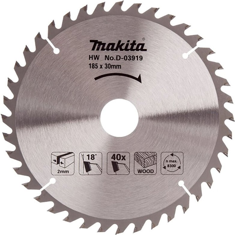 D-03919 Standard-Kreissägeblatt tct 185 x 30 mm 40T Holz - Makita