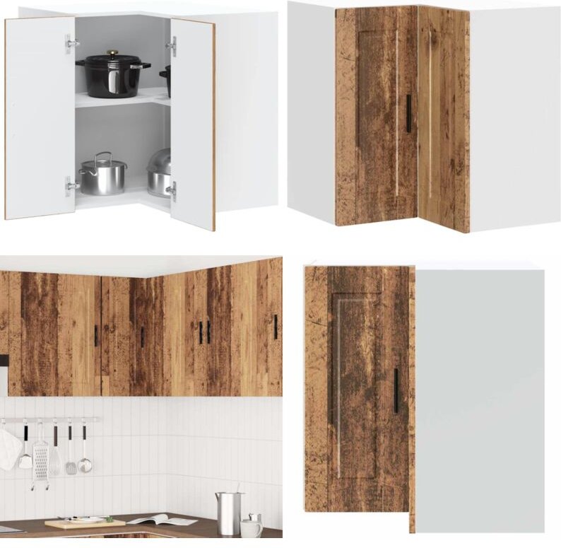 Küchen-Eckhängeschrank Porto Altholz-Optik Holzwerkstoff - Vidaxl