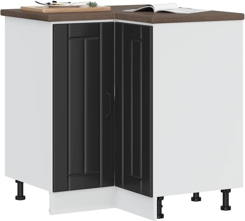 Küchen-Eckunterschrank Lucca Schwarz Holzwerkstoff - Vidaxl