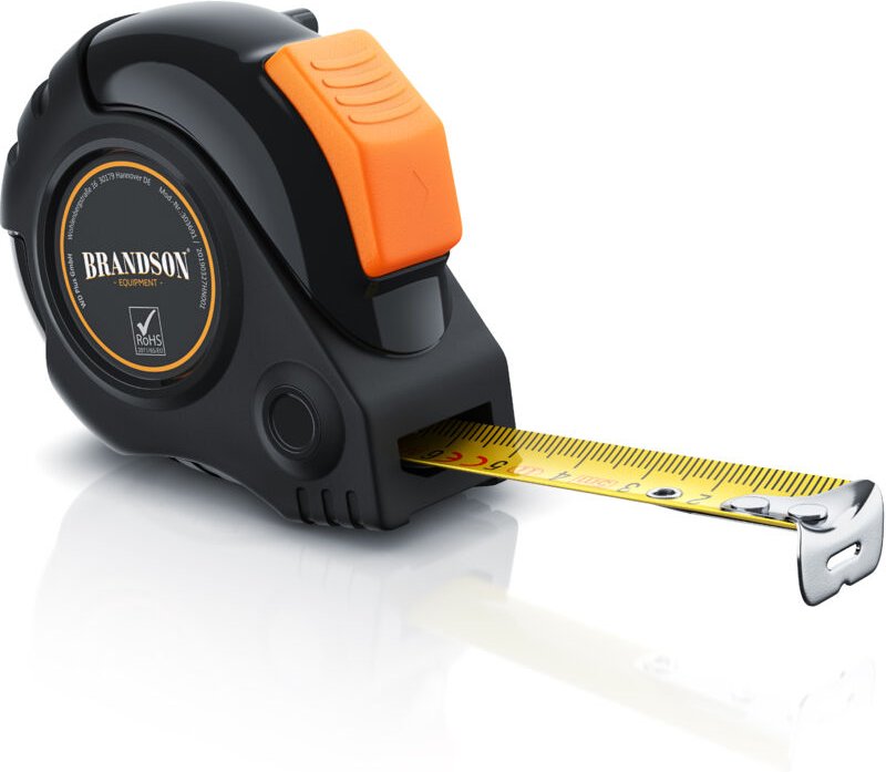 Brandson 5m Maßband Bandmaß mit Gürtelklemme - Robustes Stahlmaßband Messband - Entfernungsmesser mit automatischem Aufr...