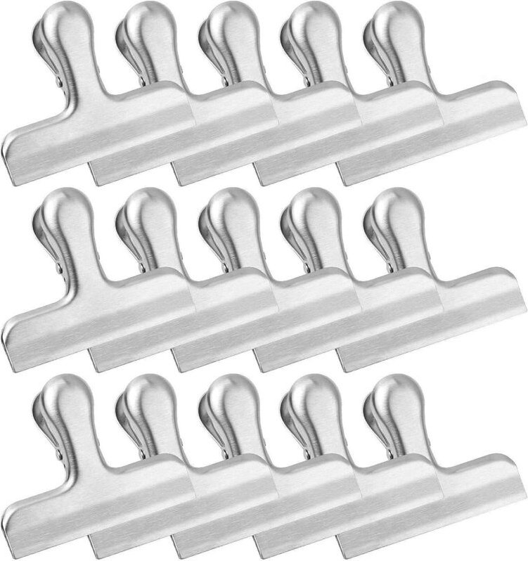 Lebensmittelbeutel-Clips, 15 Stück – Lebensmittelclips aus Edelstahl, Verschlussclip für luftdichte Pommes-Frites-Beutel...