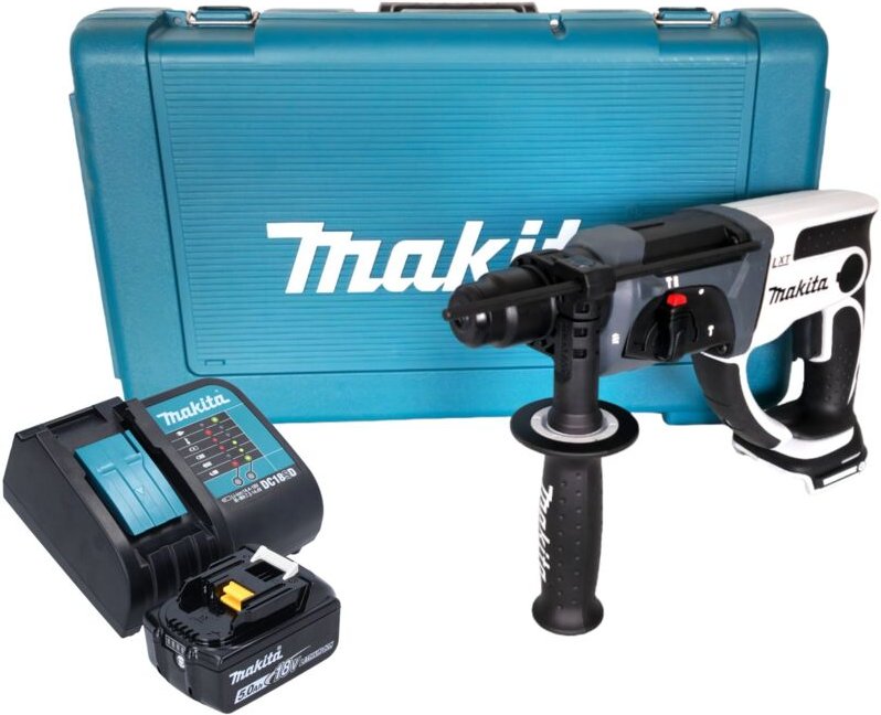 Makita DHR 202 ST1W Akku Bohrhammer 18 V 20 mm 2,0 J weiß + 1x Akku 5,0 Ah + Ladegerät + Koffer