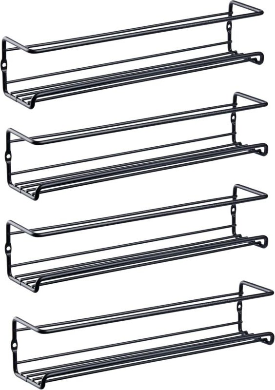 Gewürzregal für die Küche, ohne Bohren, Schwarz, 29 cm × 6,5 cm × 6 cm, Gewürzregal für Gewürzgläser, mit Schrauben und ...