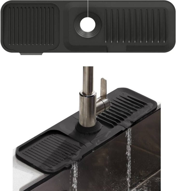Thumbnail - 45 x 15 cm Silikon-Wasserhahnmatte, Wasserhahn-Spritzschutz, Silikon-Wasserhahn-Pads, Wasserhahn-Trockenmatte, Wassertro...