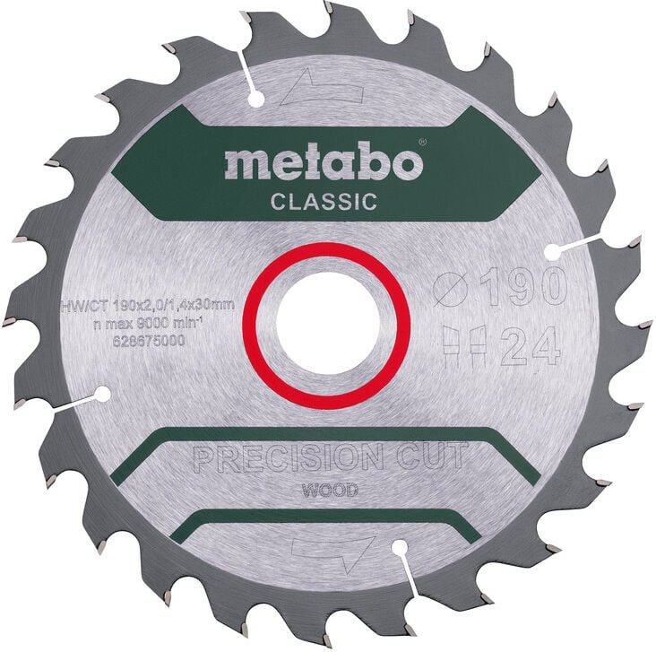 Sägeblatt 'precision cut wood - classic', 190x2,0/1,4x30 Z24 wz 15° - Metabo