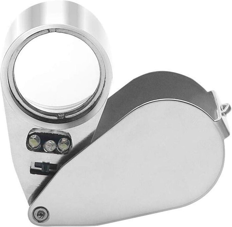 Crediri 40-fache Juwelier-Taschenlupe, beleuchtete Lupe mit LED-Licht und UV-Lampe