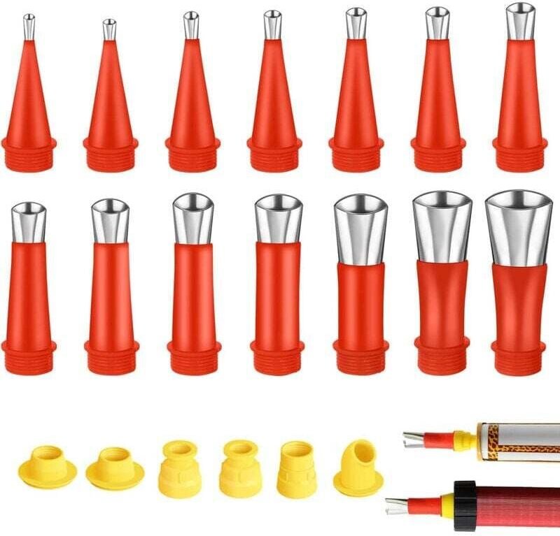Klebepistole, Edelstahl-Dichtungsdüsen-Applikator, 20-teiliges universelles integriertes Gummidüsenwerkzeug, Dichtungspi...