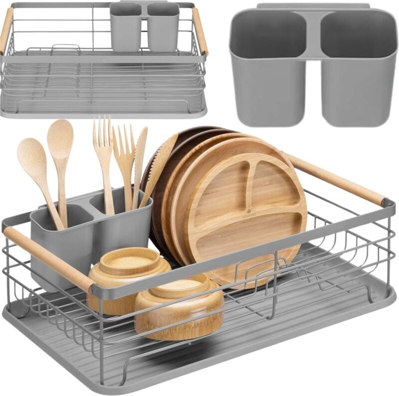 Großer Abtropfständer für Geschirr, Teller und Besteck