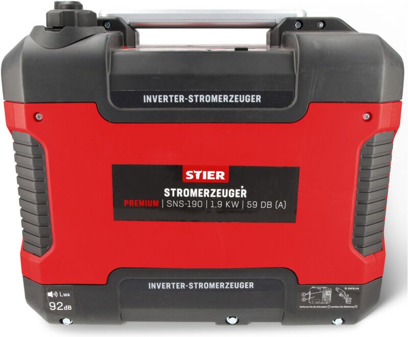 Stromerzeuger Premium SNS-190, Strom Generator, Benzin, 4l Tankvolumen, 21,5 Kg, Stromaggregat, leise: 59 dB(A), 4-Takt ...