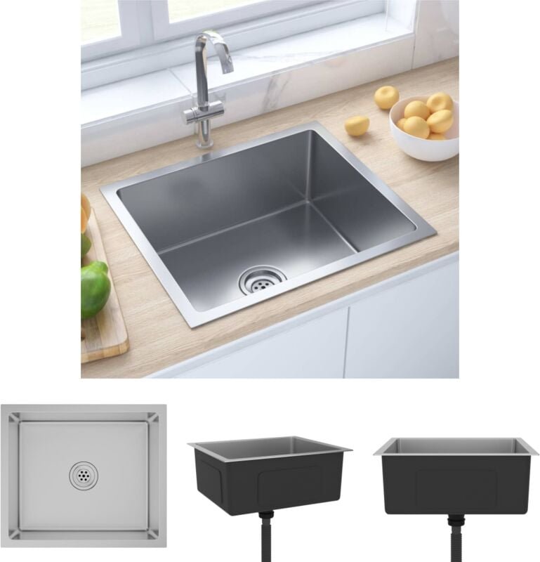 The Living Store Handgemachte Einbauspüle Edelstahl - Küchenspülen & Spülbecken