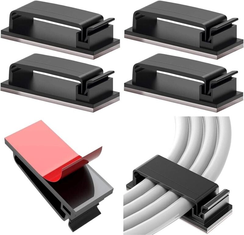 10 Stück selbstklebende Kabelclips, Kabel-Organizer, Kabelmanagement für elektrische Kabel, Kabelmanagement-Kabel für TV...