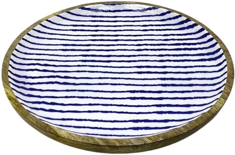 Signes Grimalt - Dekorativer Teller mit Seemannsstreifen, ideal zum Servieren und Dekorieren, Holztablett im nautischen ...