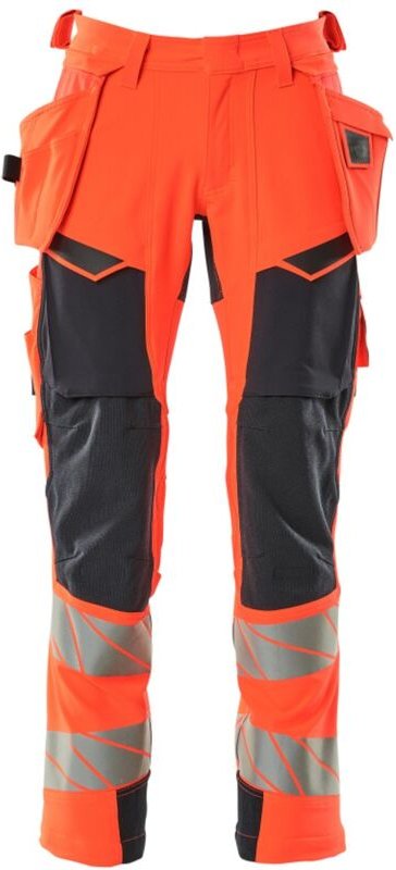 Warn-Stretchhose mit Hängetaschen 19031-711 Gr. 64 Hi-vis rot/schwarzblau - Mascot