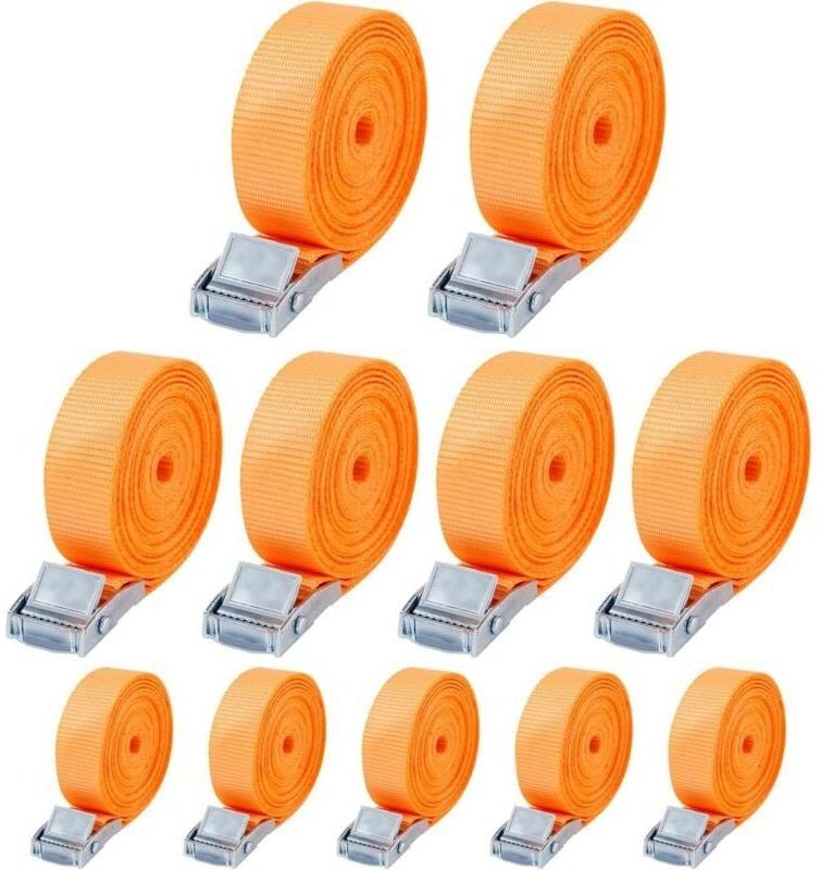 10 Stück Zurrgurte, 25mm x 4m Spanngurt, Fahrradträgergurt mit Verschlussschnalle, nach DIN EN 12195-2, geeignet für Tra...