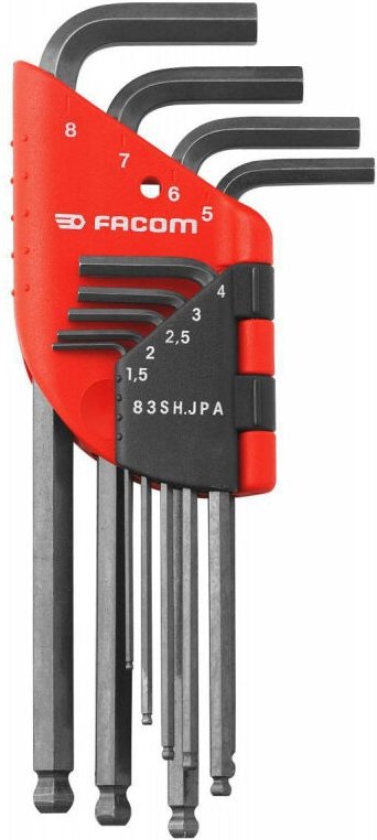 Satz von 9 langen Inbusschlüsseln mit Kugelkopf Facom 83SH.JPAAPF