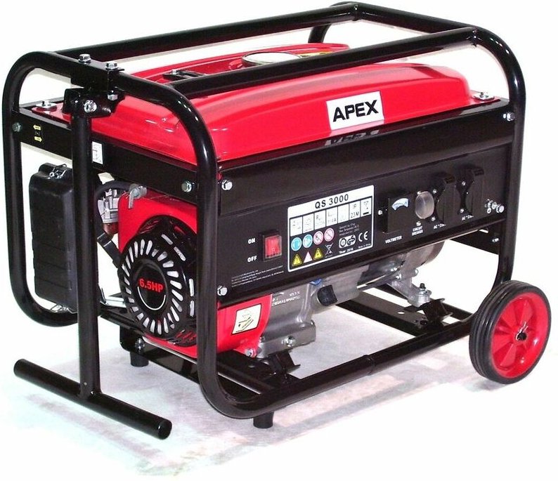 Benzin Stromerzeuger 3000 mit Fahrwerk 06262 Generator Notstromaggregat fahrbar