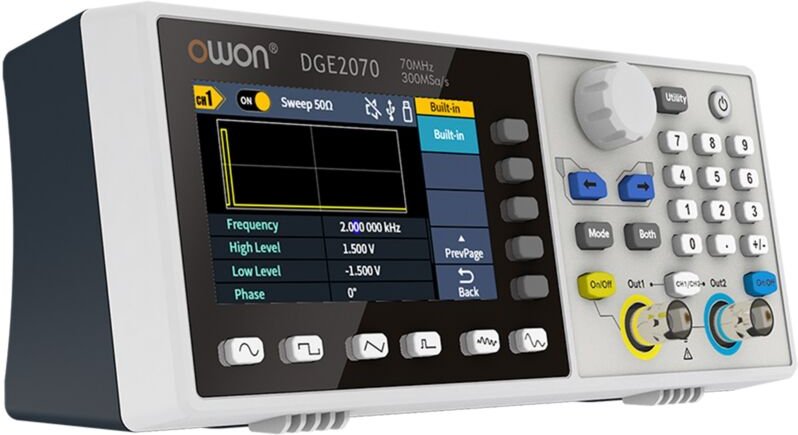DGE2070 Funktionsgenerator, 2 Kanäle 70 MHz, Arbiträrer Wellenformgenerator, 300 MSa/s Abtastrate, 14 Bit