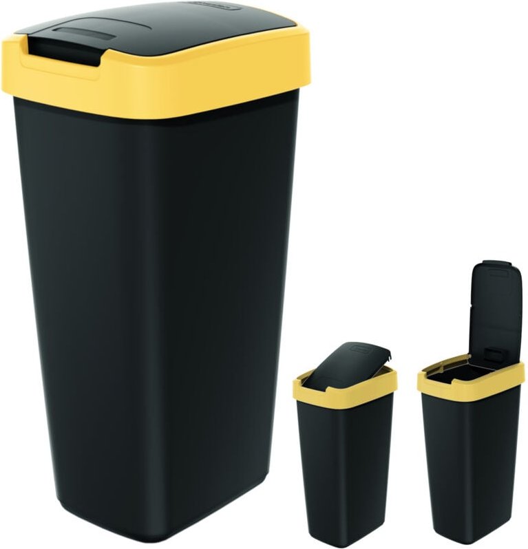 25L COMPACTA Q hellgelber Abfalleimer Schwarz
