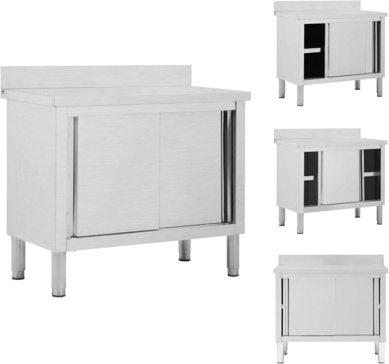 Vidaxl - Gastronomie - Living Arbeitsschrank mit Schiebetüren 100x50x(95-97) cm Edelstahl