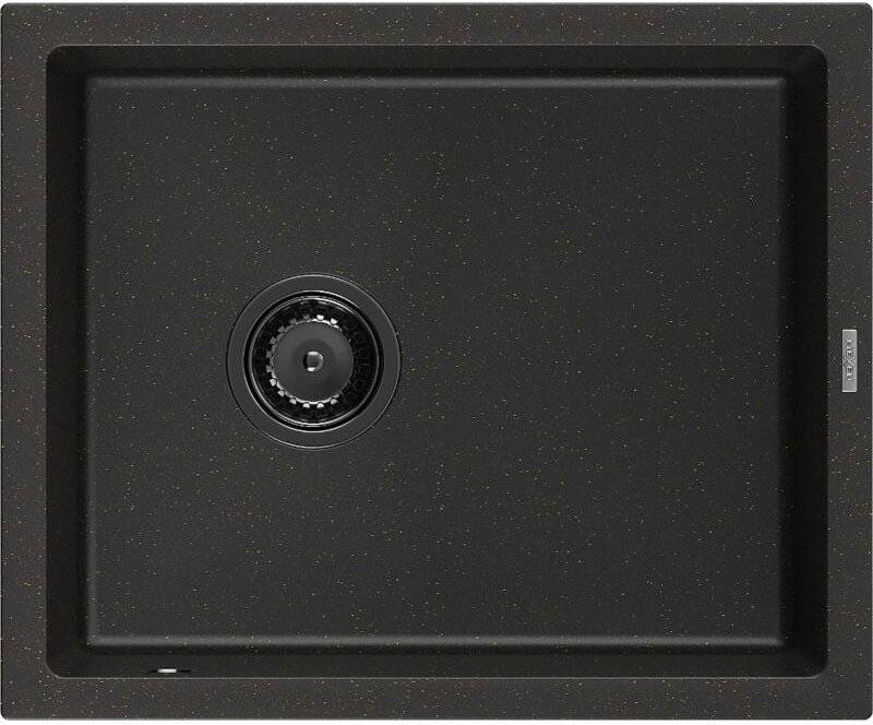 Mexen Pedro 1-Becken-Granit-Spüle 560 x 460 mm, Schwarz/Gold metallisch, Siphon Schwarz - 6508561000