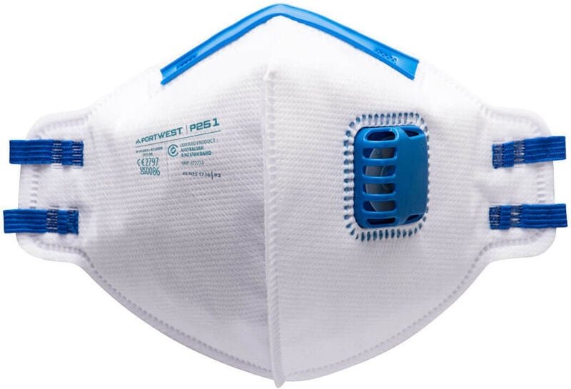 Schachtel mit 20 faltbaren FFP2-Masken mit Ventil, Weiß