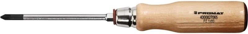 Promat - Schraubendreher Größe pzd 1 Klingenlänge 80 mm Holzgriff Rundklinge mit 6-Kant Ansatz