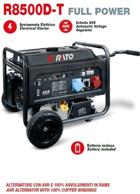 RATO R8500D-T Benzin-Stromerzeuger 500 ccm mit Elektrostart