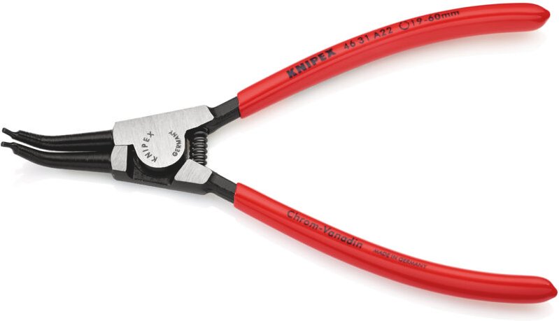 46 31 A22 Sicherungsringzange für Außenringe auf Wellen 45° gewinkelt mit Kunststoff überzogen schwarz atramentiert 185 ...