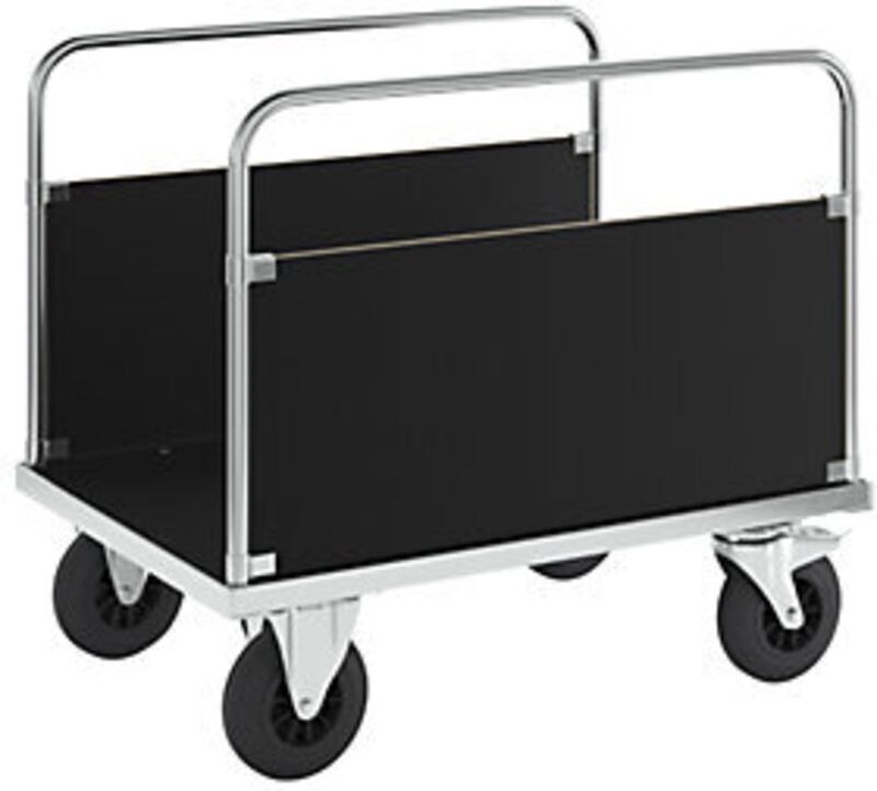 Kongamek Plattformwagen verzinkt 1000x700x900mm mit Ladefläche und 2 stirnseitigen Wänden aus MDF mit Gummibereifung und...