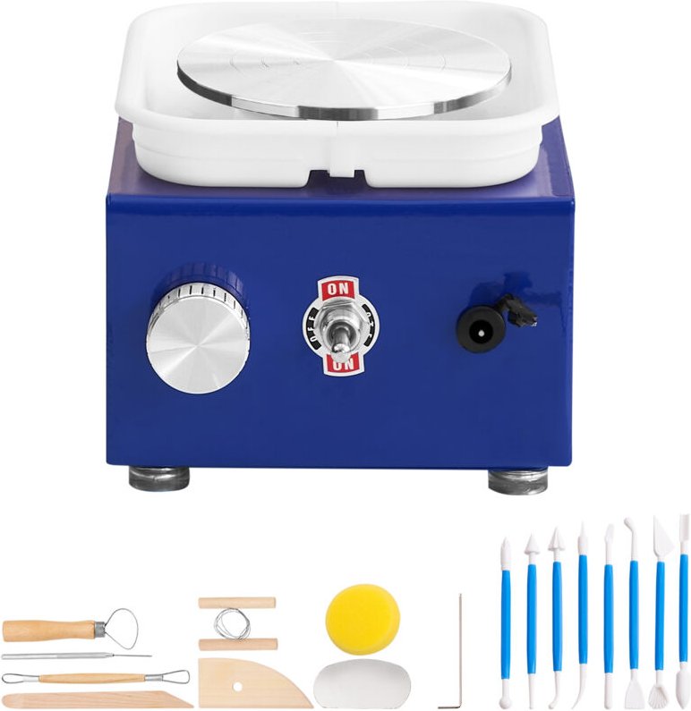 Mini-Töpferscheibe, 30 w, Keramik-Bildhauerwerkzeug mit Schürze, zwei Drehteller - Mophorn