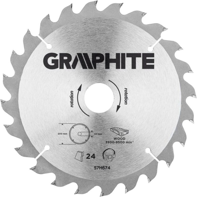 Thumbnail - GRAPHITE Sägeblatt für Hartmetallsäge 200x30 mm, 24 Zähne - Holzschnitt