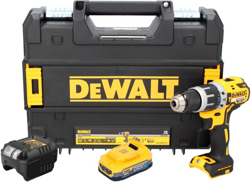 DeWalt DCD 796 E1T Akku Schlagbohrschrauber 18 V 70 Nm Brushless + 1x Powerstack Akku 1,7 Ah + Ladegerät + TSTAK