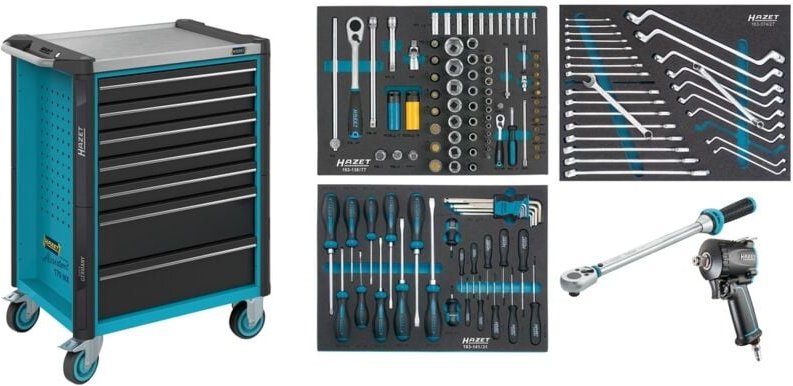 Werkstattwagen Assistent, mit Sortiment 179NX-7/137, 785 mm x 518 mm x 1020 mm, Schubladen, flach: 5× 81 x 522 x 398 mm,...