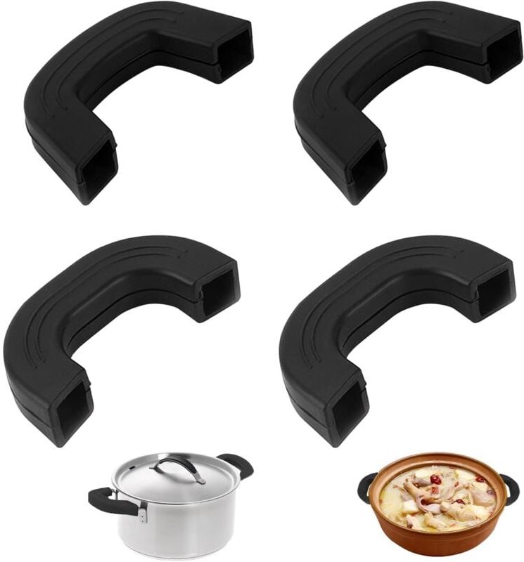 Csparkv - 4 Stück Silikon-Topflappen, Silikon-Topfgriff, Verbrühungsschutz, Hitzeschutz, Silikon-Griffhalter, für Pfanne...