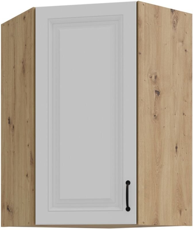 Eckhängeschrank 60x60 cm Stilo Weiss + Eiche Artisan Küchenzeile Küchenblock Küche Landhaus Höhe 90 cm