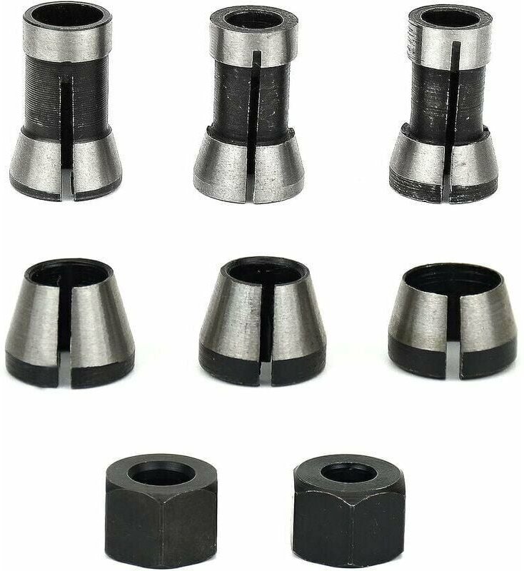 Thumbnail - Jalleria - 6-teiliges Fräsfutter, 6 mm, 6,35 mm, 8 mm Spannzangen-Trimmfutter, Holzbearbeitungs-Fräserfutter, Oberfräsen...