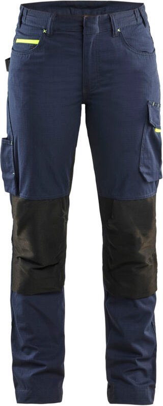Arbeits-Hosen Wartung Stretch Damen 7195 - Dunkelblau/Neongelb M - FR(42) - SE(C40) - Kurz