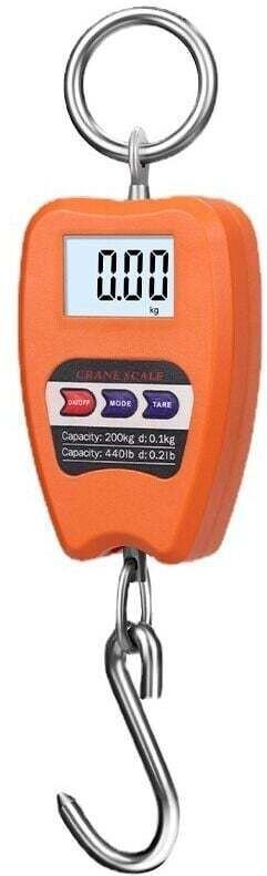 DEBUNS Professionelle Industrie-Digitalwaage, Federhaken, 200 kg