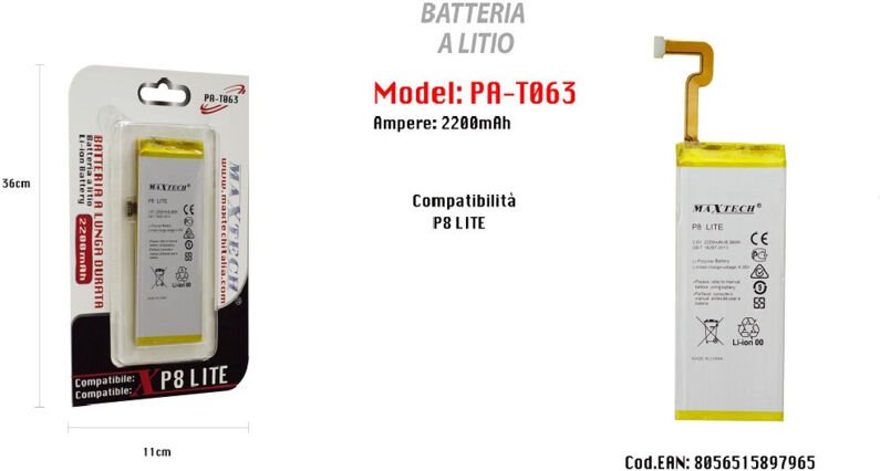 Maxtech - Trade Shop - langlebiger lithiumakku kompatibel mit huawei P8 lite 2200MAH PA-T063 -