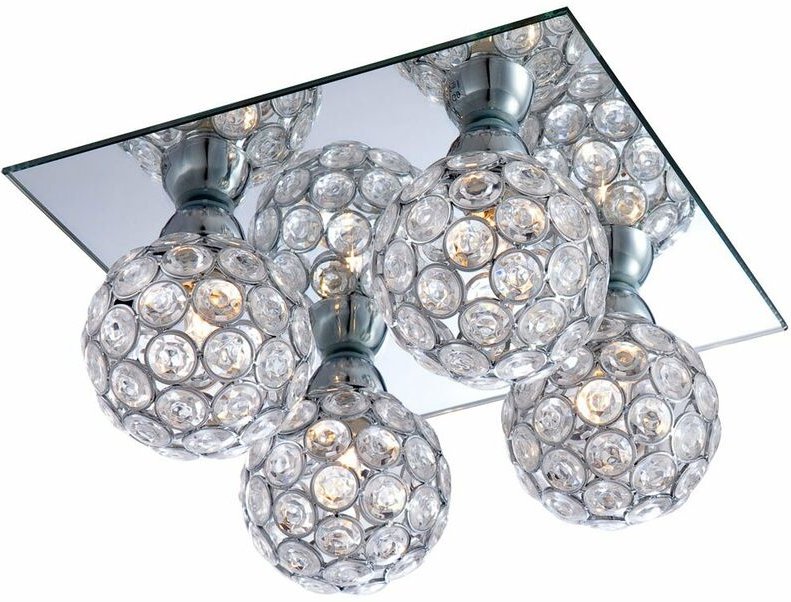 Deckenleuchte Metall Spiegel Kugel Metallgeflecht-Kugel Deckenlampe Acrylkristalle
