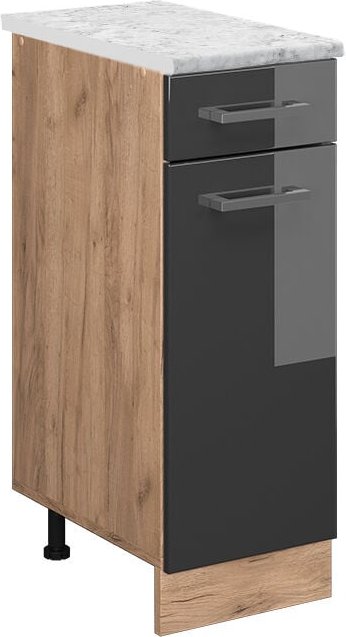 Schubladenschrank R-Line, Anthrazit Hochglanz, 30 cm ap Marmor Vicco