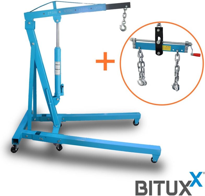 BITUXX Werkstattkran Hydraulischer Motorheber Motorkran Lastkran Hebekran Klappbar Motorhalter bis 2000 Kg mit ausbalanc...
