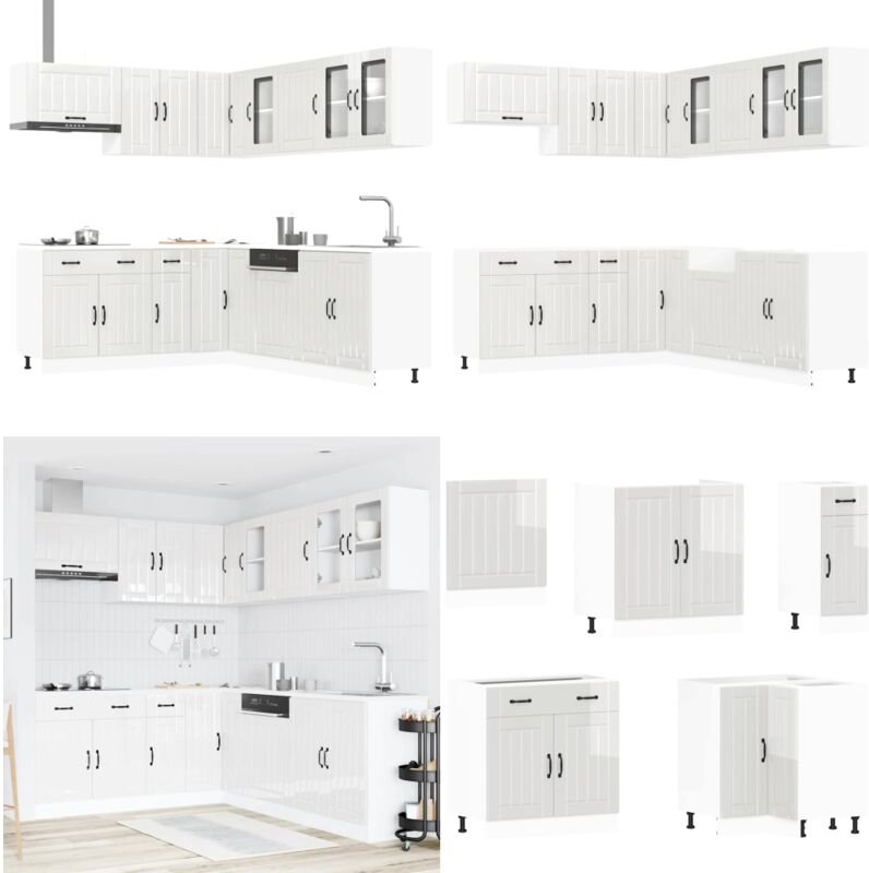 11-tlg. Küchenschrank-Set Lucca Hochglanz-Weiß Holzwerkstoff - Vidaxl