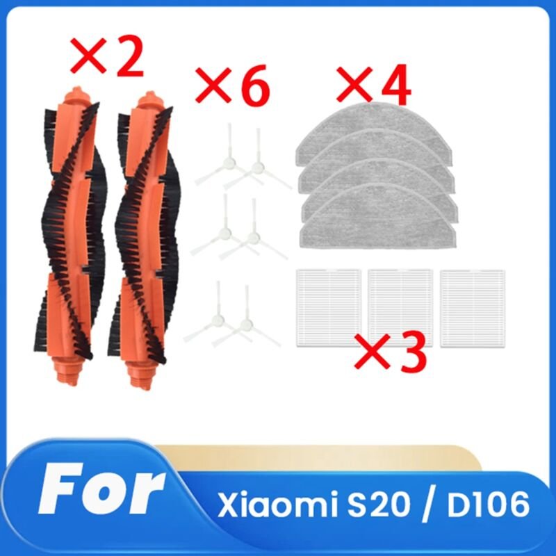15 Pcs für S20 / D106 Kehren Roboter Zubehör Reiniger Teile Ersatz Wichtigsten Seite Pinsel Mopp Filter Set