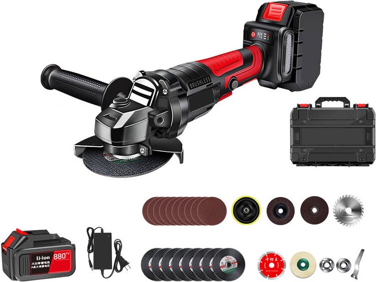 Professioneller Akku-Winkelschleifer (21 v, ø 100 mm, Leerlaufdrehzahl U/min: 9500, 27 bürstenlose Motorzubehörteile, mi...