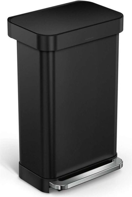 Simplehuman Mülleimern - Abfalleimer 45 l, mit Beuteltasche, mattschwarz CW2092