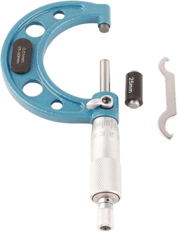 Außenmikrometer Edelstahl hohe Genauigkeitsdicke Messwerkzeug mit Schraubenschlüssel 0,01 mm25-50 mm - Jeffergarden