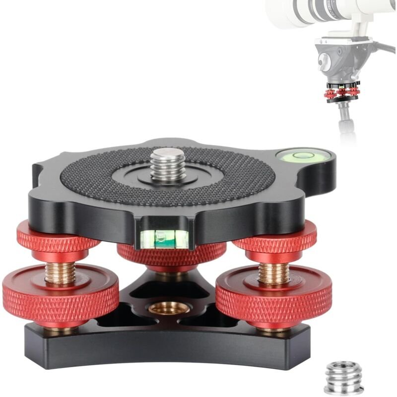 Nivellierbasis mit Wasserwaage und 3/8-Zoll-Schraube, 3 Zifferblätter mit +/- 5-Grad-Präzisionseinstellung, Aluminiumleg...