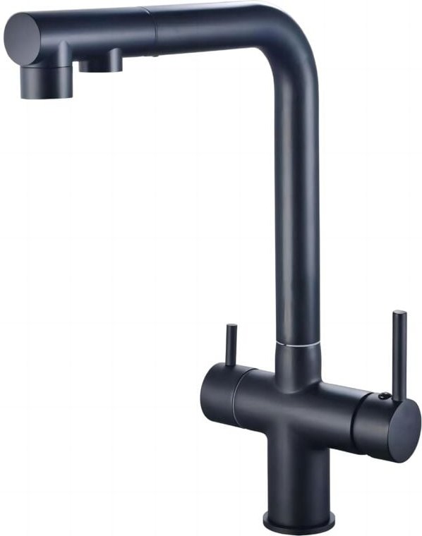 Dreiwege-Küchenarmatur mit herausziehbarer Brause, 360° drehbarer Küchenarmatur, Wasserhahn mit gefiltertem Wasserauslas...