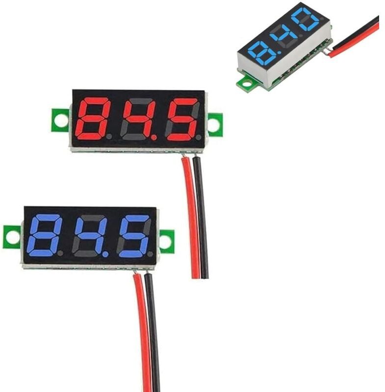 Bluedeer - 2 Stück 0,28 Zoll Mini Digital Voltmeter, LED-Anzeige Voltmeter, Messbereich dc 2.4-30V, Zwei Drähte Spannung...